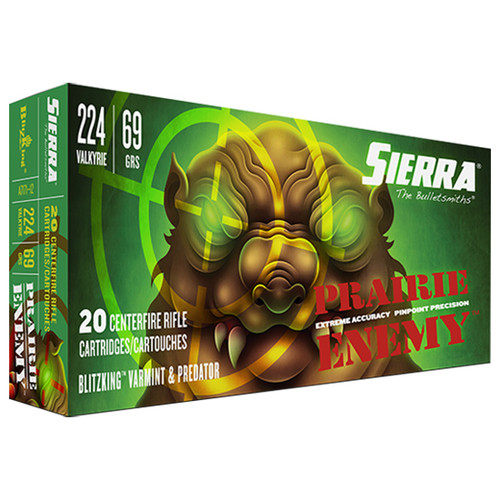 Sierra Bullets, Prairie Enemy, 224 Valkyrie, 69Gr, BlitzKing, 20rd Box
