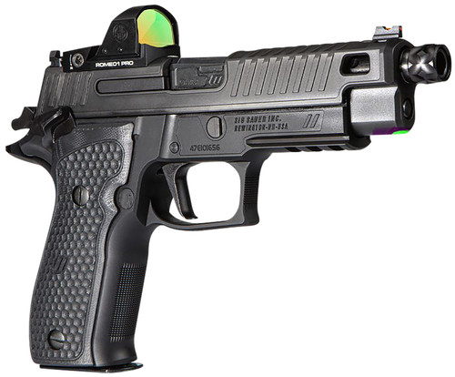 Sig Sauer P226 Zev Optic Package 9mm 4.90" Threaded Barrel, Black Hardcoat Anodized Frame w/Beavertail & Picatinny Rail, Black G10 Custom Zev Tech Grip, SIG ROMEO 1PRO Optic, 15 Rd