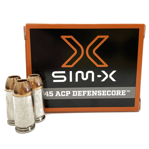 SIM-X Defensecore .45 ACP, 72gr, JHP, 20rd Box