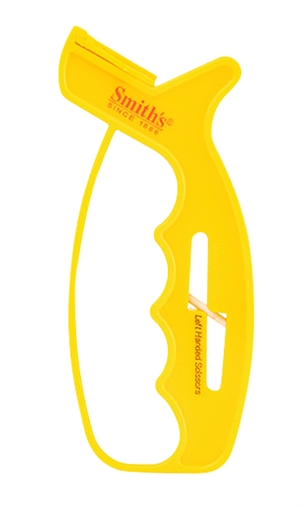 Smiths Products 10-Second Knife & Scissor Sharpener Hand Held Fine, Coarse Carbide, Ceramic Sharpener Plastic Handle Yellow JIFFS