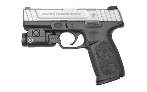 Smith & Wesson SD40VE 40 S&W, 4" Barrel, Black Frame, Silver Slide, Crimson Trace Rail Master, 10rd