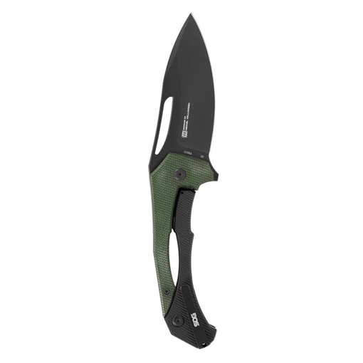 S.O.G Bulwark FLK EDC 3.50" Folding Drop Point Plain Black PVD Cryo D2 Steel Blade, Olive Drab Textured Linen Micarta Handle, Presentation Box SOG14240257