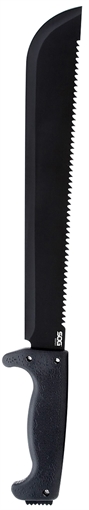 SOG Knives & Tools SOGfari Machete, 13" Straight/Saw Back Edge, Black Kraton Handle, 3Cr13 Steel, Powder Coat Finish, Black, Includes Nylon Sheath SOG-MC01-N SOGMC01N