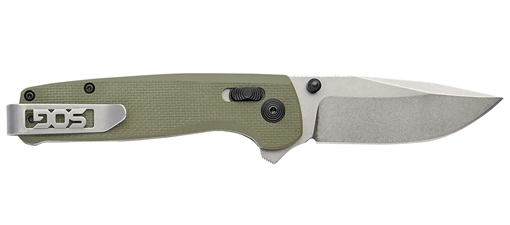 SOG Knives & Tools Terminus XR, Folding Knife, 2.95" Straight Clip Point, Olive Drab Green G10 Handle, D2 Steel, Stonewashed Finish, Silver SOG-TM1022-CP SOGTM1022CP
