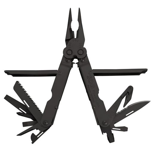 SOG Knives & Tools PowerLock EOD, V-Cutter, 18 Tool Multi-Tool, 420 Stainless Steel, Black Oxide Finish, Black, Includes Nylon Sheath SOG-B63N-CP SOGB63NCP