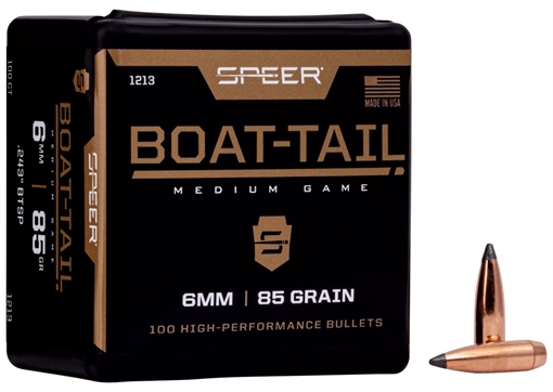 Speer Boat-Tail 6mm 85gr Jacketed Soft Point Boat Tail 100 Per Box/5 Case 1213