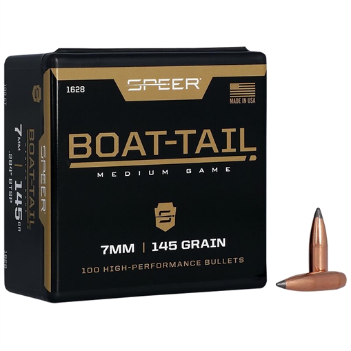 Speer Boat-Tail 7mm 145gr Jacketed Soft Point Boat Tail 100 Per Box/5 Case 1628