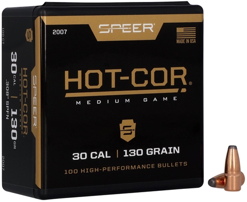 Speer Hot-Cor 30Cal 130gr Soft Point Flat Nose 100 Per Box/5 Case 2007