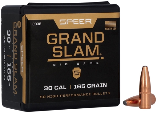 Speer Grand Slam 30Cal 165gr Soft Point 50 Per Box/5 Case 2038