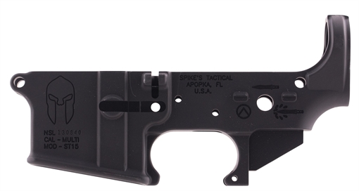 Spikes Spartan Stripped Lower Receiver Multi-Caliber 7075-T6 Aluminum Black Anodized for AR-15 STLS021