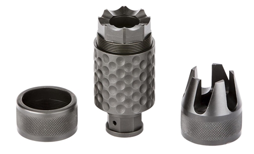 Spikes Tactical Barking Spider2 Muzzle Brake Black Nitride 4140 Chromoly Steel with 1/2"-28 tpi Threads, 3.75" OAL & 1.40" Diameter for 5.56x45mm NATO SAKB0100