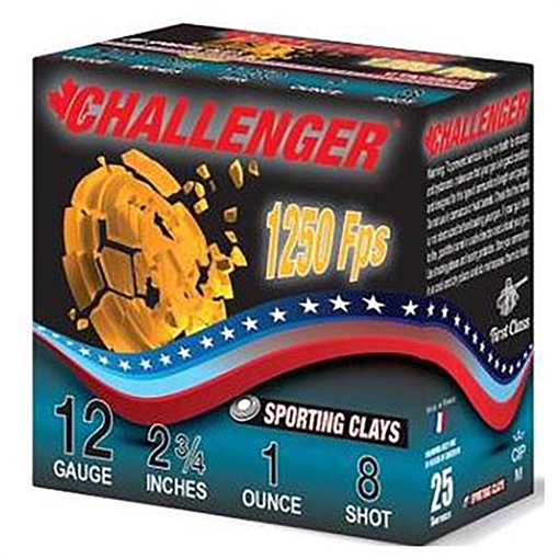 Challenger Ammo SPORTING CLAY 12 GAUGE 2-3/4'' 1OZ 1250 FPS #8 250 CASE CTA12SC18 2EX2810008