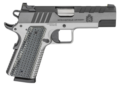 Springfield 1911 Emissary 45 ACP, 4.25" Barrel, Silver/Black, G10 Grip, 8rd
