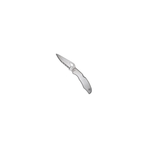 Spyderco Byrd Cara Cara 2 3.75" Folding Drop Point, Part Serrated 8Cr13MoV SS Blade, Stainless Steel Handle, Includes Pocket Clip BY03PS2
