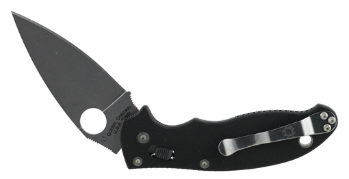 Spyderco Manix 2, Folding Knife, 3.37" Blade, Drop Point, Plain Edge, CPM-S30V Finish, Black G10 Frame, Circle Thumb Hole/Pocket Clip C101GP2