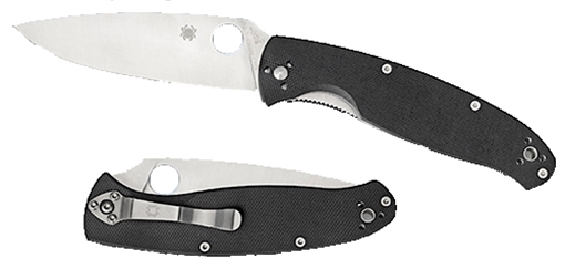 Spyderco Resilience, 4.2" Folding Knife, Clip Point, Plain Edge, 8Cr13MoV/Satin, Black G10, Circle Thumb Hole/Pocket Clip C142GP
