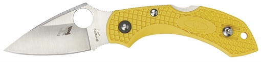 Spyderco Dragonfly 2 Salt 2.25" Folding Clip Point Serrated H1 Steel Blade Yellow Bi-Directional Texturing FRN Handle Includes Pocket Clip C28SYL2