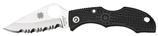 Spyderco Ladybug 3 1.94" Folding Modified Clip Point Serrated VG-10 SS Blade Black FRN Handle LBKS3