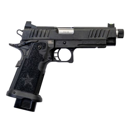 Staccato 2011 P OR 9mm, 5" Threaded Barrel, Steel Frame, Green FO Front, Black, 17rd