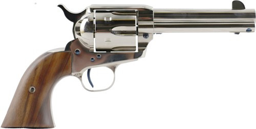 Standard Manufacturing Single Action Revolver 45 Colt 4.75" Barrel, Nickel Plated, Walnut 2 Pc Grip