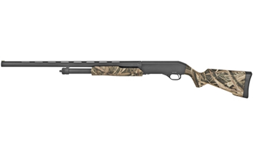 Stevens 320 Field Grade Compact Camo, Pump Action Shotgun, 12 Gauge, 3" Chamber, 26" Vent Rib Barrel, Matte Finish, Black, Mossy Oak Shadow Grass Blades Synthetic Stock, Modified Choke, Bead Sight, 5 Rounds, Right Hand 0113564 22563