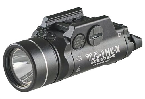 Streamlight TLR-1 HL-X, Pistol Light, 1,500 Lumens with SL-B9 Batteries, 1 Hour Run Time, Matte Finish, Black with Silver Ring 69501