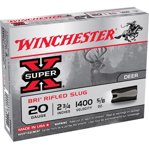 WINCHESTER 20G SUPER X 2-3/4" BRI RFLD SLUG 5/8OZ 5RDS/BX XRS20