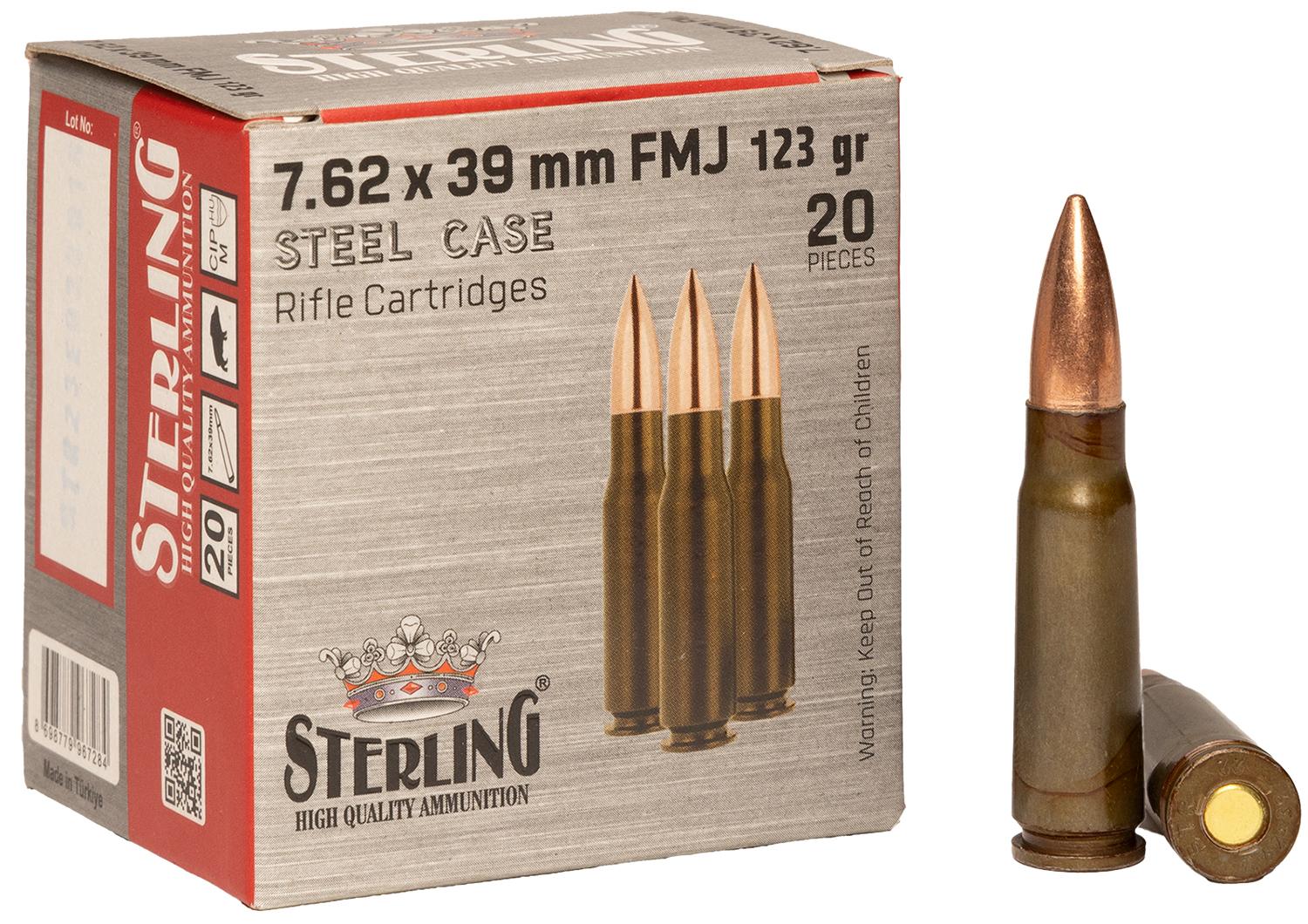 Sterling Ammunition 7.62x39mm, FMJ, 123 Gr, 20 Rnd Box (8698779967284)