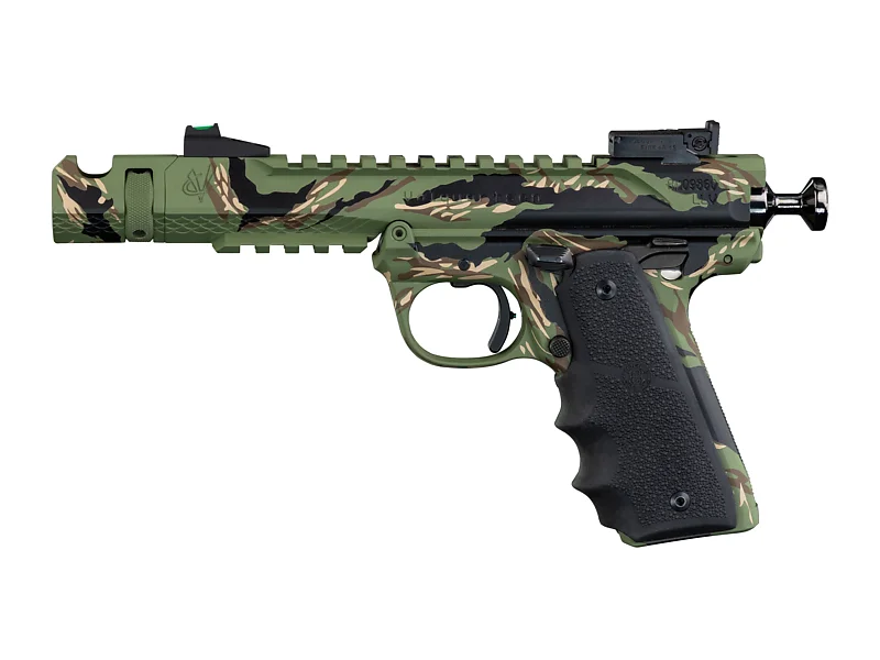 Volquartsen Black Mamba Pistol VF4M-0426, 22 Long Rifle, 4.5", Hogue Grip, Predator Stripe Camo, Fiber Optic Sight, 10 Rds