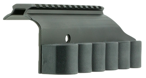 TacStar Shotgun Rail Mount with SideSaddle, 12 Gauge, Fits Mossberg 500/590, Black Finish 1081029