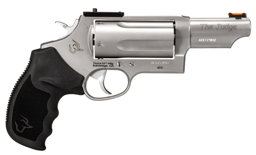 Taurus USA Judge T.O.R.O., Double Action, Stainless Steel Frame Revolver, Compact, 2.5" 410 Bore/.45 Long Colt, 3" Barrel, Fiber Optic Front Sight, Optics Ready, Rubber Grips, Matte Finish, Silver, 5 Rounds 2-4410P39T 24410P39T