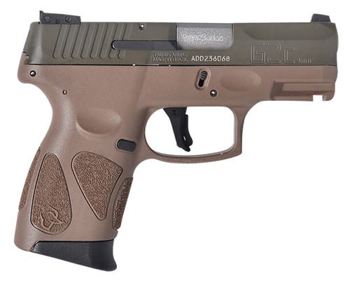 Taurus G2C 9mm, 3.25" Barrel, Flat Dark Earth Frame, Olive Drab Green Slide, 12rd