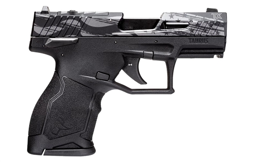 Taurus 1TX2233110US5 TX22C T.O.R.O. Compact Frame 22 LR 10+1 3.60" Matte Black Steel Barrel, Engraved Distressed USA Flag Optic Ready/Serrated Slide, Black Polymer Frame 1-TX2233110US5