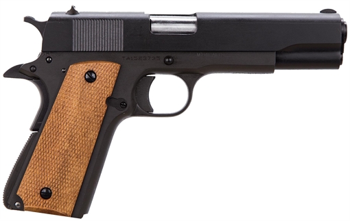 Taylors & Company 1911 45 ACP Caliber with 5" Barrel, 7+1 Capacity, Overall Black Parkerized Finish Steel, Beavertail Frame, Serrated Steel Slide & Checkered Walnut Grip 230003