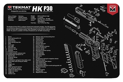 TekMat HK P30 Cleaning Mat Black/White Rubber 11"x17" HK P30 Parts Diagram TEK-R17-HKP30
