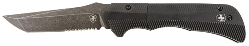 Templar Knife Auto Assist 3.50" Folding Tanto Part Serrated Black Oxide Stonewashed Powder Coated D2 Steel Blade/ 4.25" Aged Aluminum Handle AAABK521
