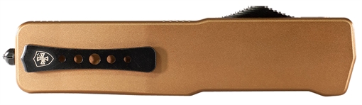 Templar Knife Premium LW Small 3" OTF Drop Point Plain Black Oxide Stonewashed D2 Steel Blade, 4.50" Bronze Aluminum Handle SAAB321