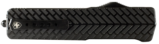 Templar Knife Premium LW Small 3" OTF Drop Point Plain Black Oxide Stonewashed D2 Steel Blade, 4.50" Black Herringbone Aluminum Handle 1 SAHBG32