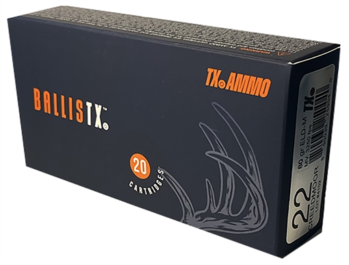 Texas Ammo Inc BallisTX 22Creedmoor 80gr Extremely Low Drag Match 20 Per Box/25 Case RTXA22C80ELDM