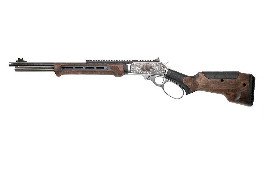 Custom & Collectible Marlin 1895 SBL "Black Death" Lever Action Rifle CNCBLKDEATH, 19", 45-70 Gov, Stainless Engraved Reciever, Woox Bravado Grade 4 Wood Stock, 6+1