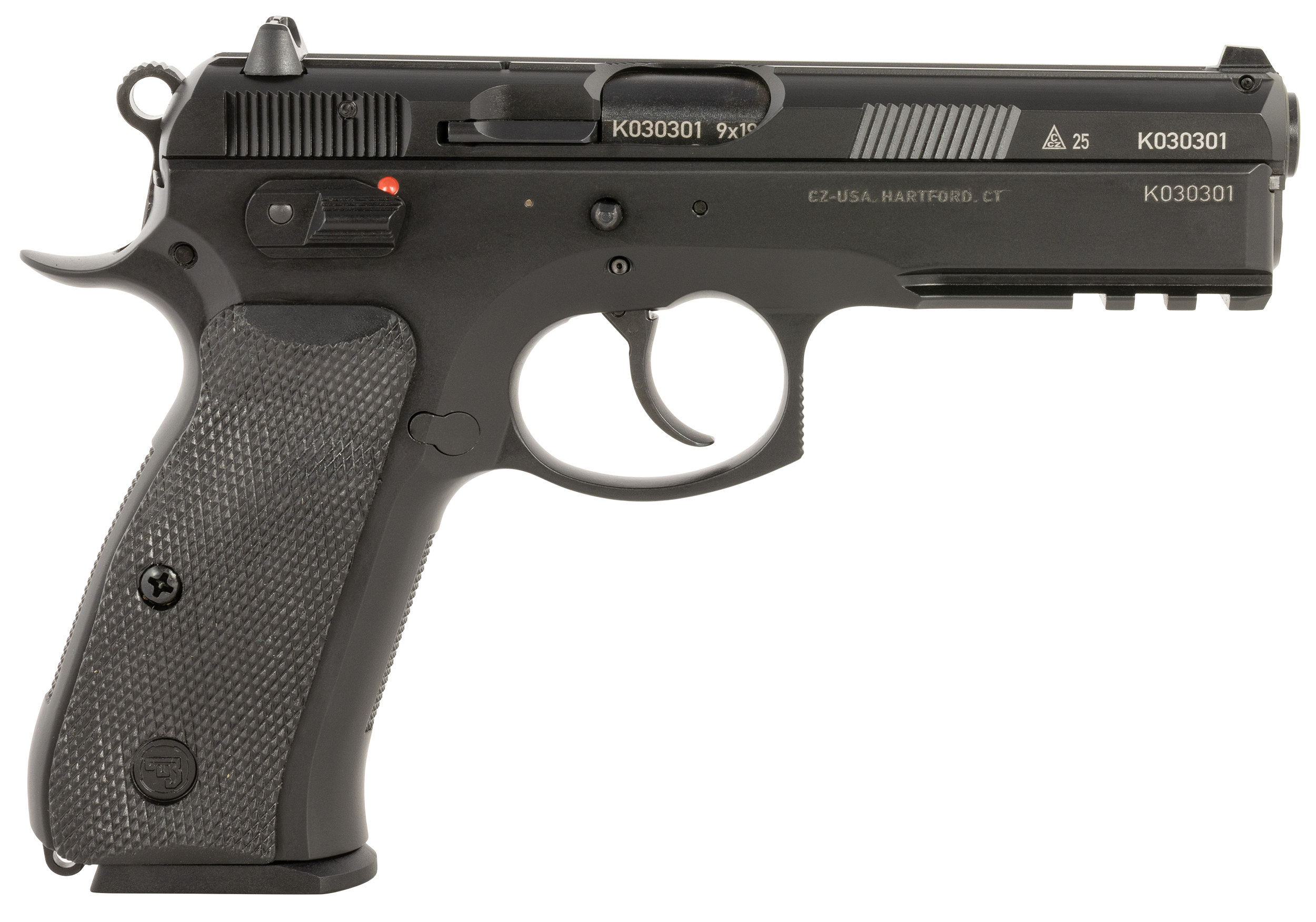 CZ 75 SP-01 50th Anniversary Pistol 01119, 9mm, 4.60in, Black Rubber Grips, Black Polycoat Finish, 10 Rds