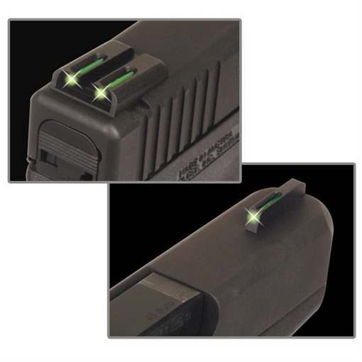Truglo TFO Tritium/Fiber-Optic Day/Night Sights Fits Glock 17 / 17L 19 22 23 24 26 27 33 34 35 38 and 39 - Front Green/Rear Green TG131GT1
