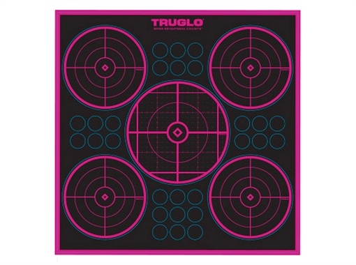 TruGlo Tru-See 5-Bull Target Self-Adhesive Heavy Paper Black/Pink 12"x12" 6 Pack TG11P6