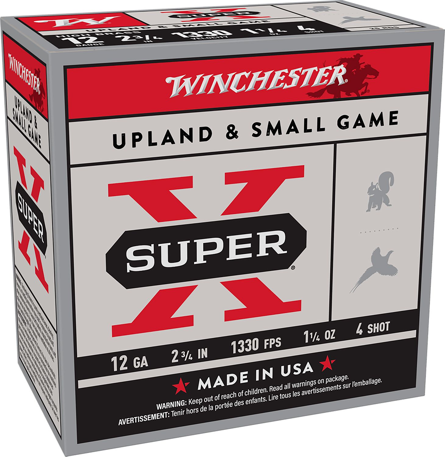 Winchester Ammo Super X Game Load X124, 12 Gauge, 2-3/4", 1 1/4 oz, 1330fps, 4 Shot, 25 Rd/bx