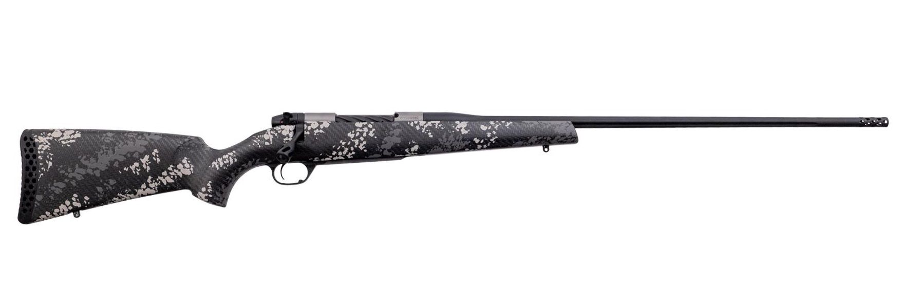 Weatherby Mark V Backcountry Ti 2.0 Rifle MBT20N338WR0B, 338 Weatherby RPM, 18", Grey/white Carbon Fiber Camo Stock, 4 Rds