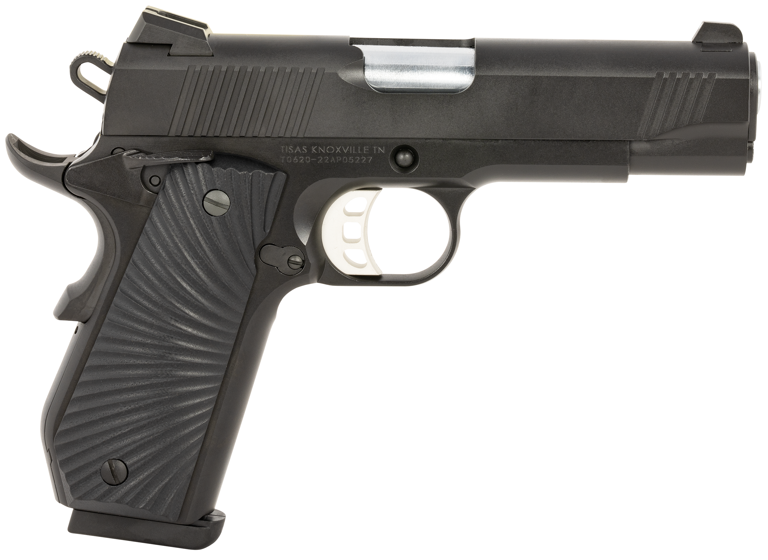 Tisas 1911 Devil Ray Pistol 10100102, 45 ACP, 4.25in, Black Sunburst G10 Grips, Black Cerakote Finish, 8 Rds
