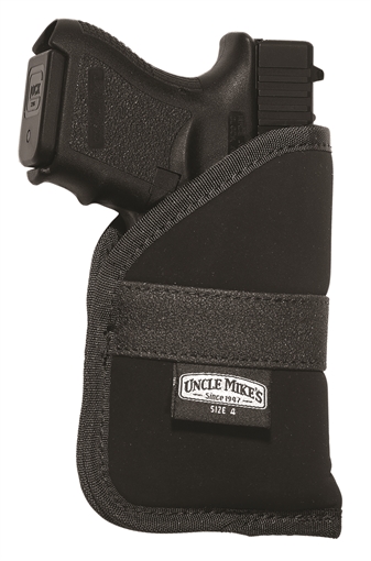 Uncle Mike's Inside The Pocket Holster Open Top Size 04 Black Nylon Pocket Fits Subcompact 9/40 Auto Right Hand 87444