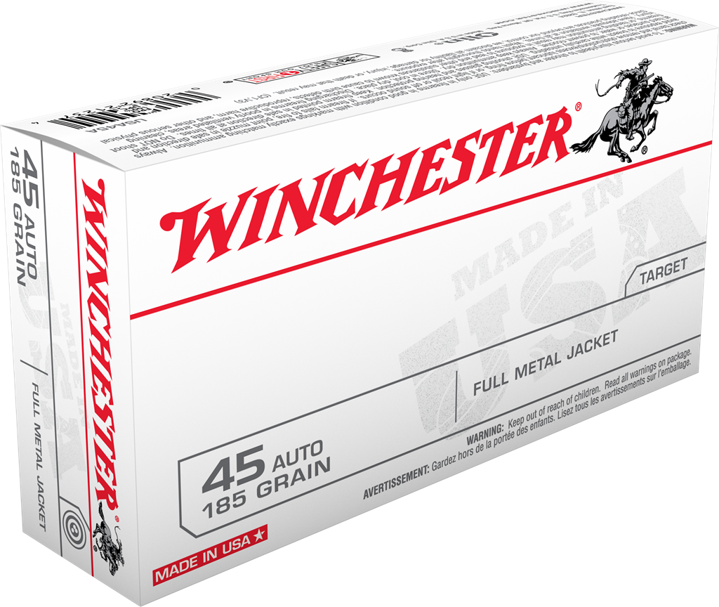 Winchester USA .45 Auto 185gr. FMJ 500rd Case #USA45A CS