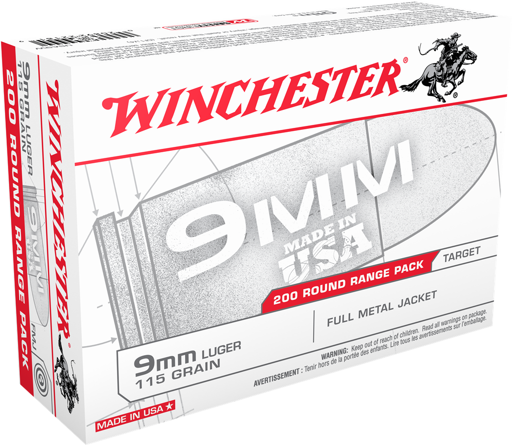 Winchester USA Range Pack 9MM 115gr. FMJ 200rd Range Pack #USA9W