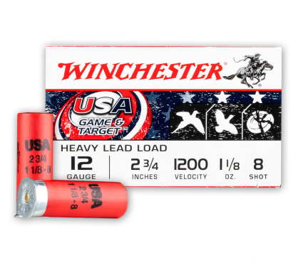 Winchester USA Game & Target 12ga 2-3/4″ 1200fps 1-1/8oz. #8 Case #USAM128T